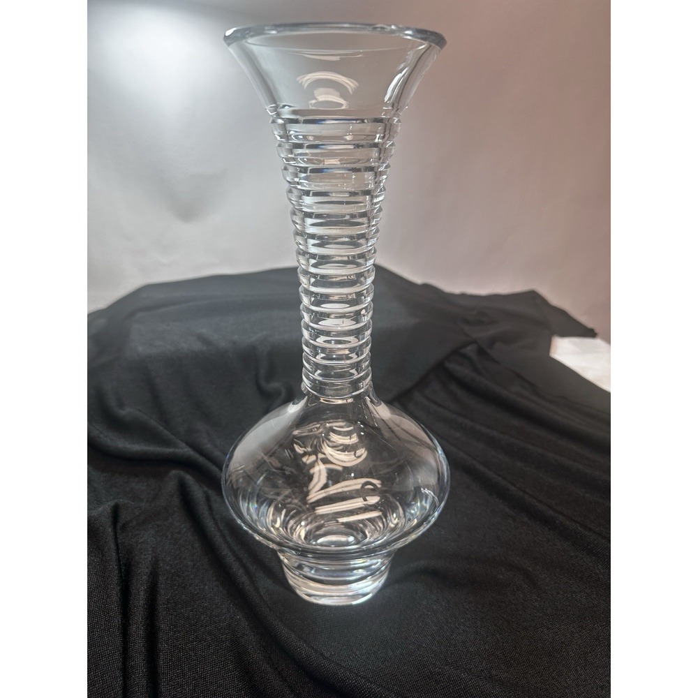 Rosenthall Ribbed Design Vase ~ 14" Tall Signed Hand Blown‎ Polished Pontic